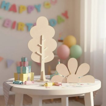 Kit Decoração Festa Arvore Flor Media Em Mdf Pegue E Monte