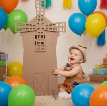 Mini Moinho painel smash em mdf decoração infantil