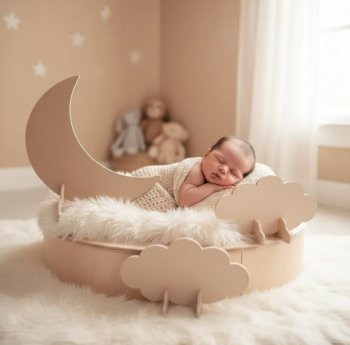 Kit Fundo Fotográfico 3 Pçs Smash Lua Nuvem Cenário Reborn em mdf