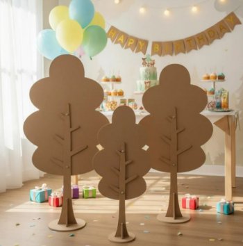 Kit 3 arvore 150 cm 120cm 90 cm em madeira mdf