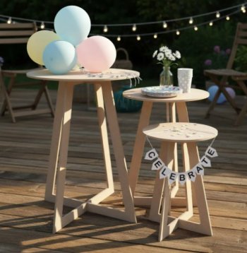 Trio de mesa desmontável  triangulo em mdf decoracao festa